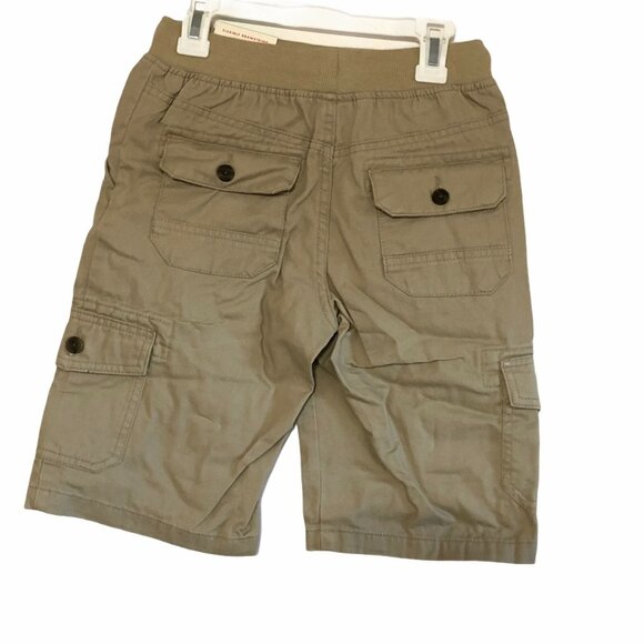 NWT Boys Cargo Shorts Pull On Pockets Bermuda Beige Tan Drawstring XS 4 5 Summer - Picture 2 of 9